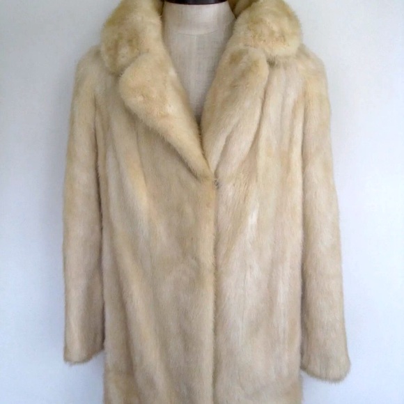 Mink Coat Real Fur Jacket Size S/M Cream Pockets - Picture 2 of 6
